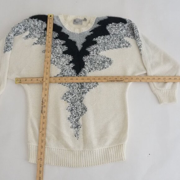 Vintage Dynanite White Black Knit Crewneck Sweater P/S - Picture 4 of 14